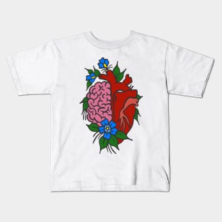 Traditional Style Heart & Brain Kids T-Shirt